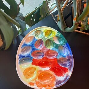 Anthropologie rare hard to find rainbow egg platter